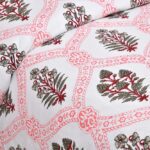 Fitted Sheet – Jaipuri Pink Floral Jaal Printed Pure Cotton King Size Bedsheet