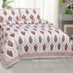 Fitted Sheet – Jaipuri Red Floral Jaal Printed Pure Cotton King Size Bedsheet