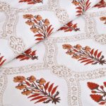 Fitted Sheet – Jaipuri Red Floral Jaal Printed Pure Cotton King Size Bedsheet