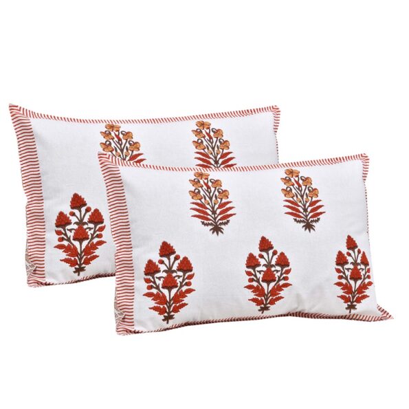 Fitted Sheet – Jaipuri Red Floral Jaal Printed Pure Cotton King Size Bedsheet Pillow Covers