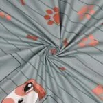 Grey Base Dog Printed Double Bedsheet with 2 Pillow Covers