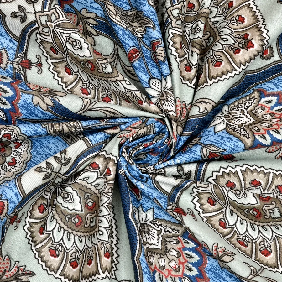 Jaipuri Blue Jaali Print King Size Bedsheet Closeup
