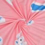 Light Pink Rabbit Printed Double Bedsheet