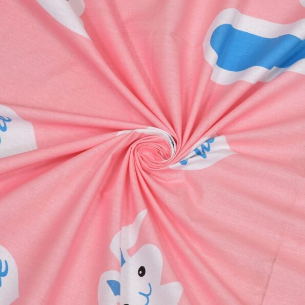Light Pink Rabbit Printed Double Bedsheet Closeup