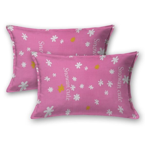 Pink Base Panda Printed Double Bedsheet Pillow Covers