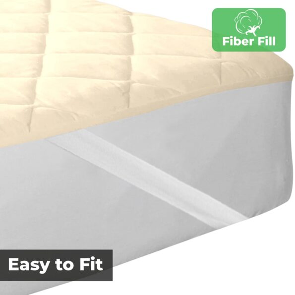 Quilted Mattress Protector – Beige Cotton Waterproof and Elastic Fitted Mattress Protector Edges