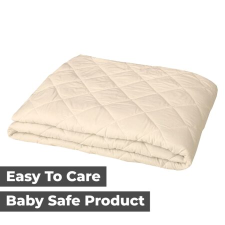 Quilted Mattress Protector - Beige Cotton Waterproof and Elastic Fitted Mattress Protector Full