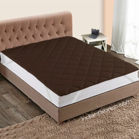 Quilted Mattress Protector - Brown Cotton Waterproof and Elastic Fitted Mattress Protector