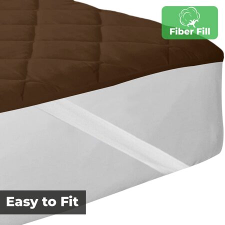 Quilted Mattress Protector - Brown Cotton Waterproof and Elastic Fitted Mattress Protector Edges