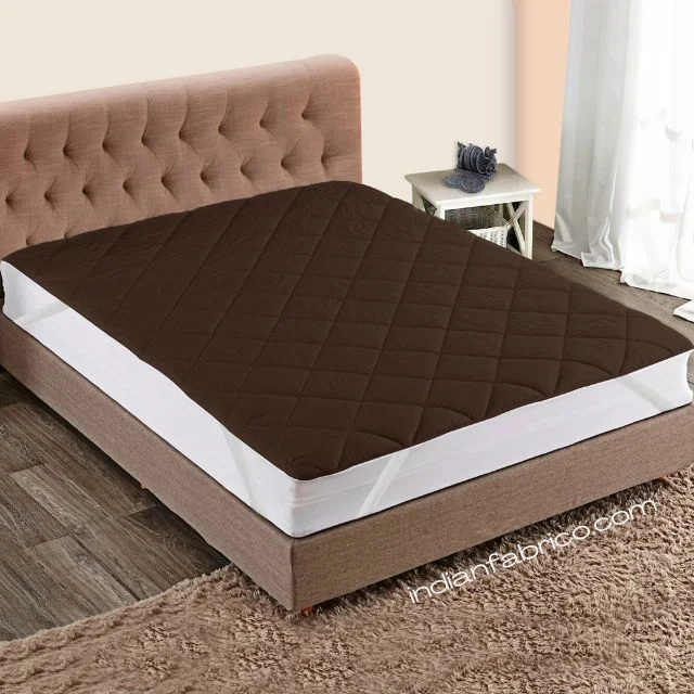 Quilted Mattress Protector - Brown Cotton Waterproof and Elastic Fitted Mattress Protector Quilted Mattress Protector - Brown Cotton Waterproof and Elastic Fitted Mattress Protector