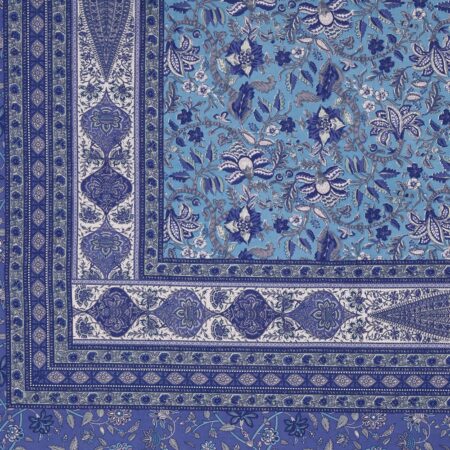 Blue Floral Jaal Print Pure Cotton King Size Bed Sheet