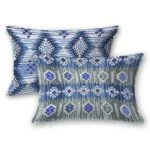 Blue Ikat Weave Print Pure Cotton King Size Bed Sheet