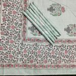 Dinning Table Cover Set – Green Floral Print 6 Seater Set