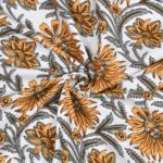 Ethnic Jaipuri Mustard Floral Print Single Bed Sheet