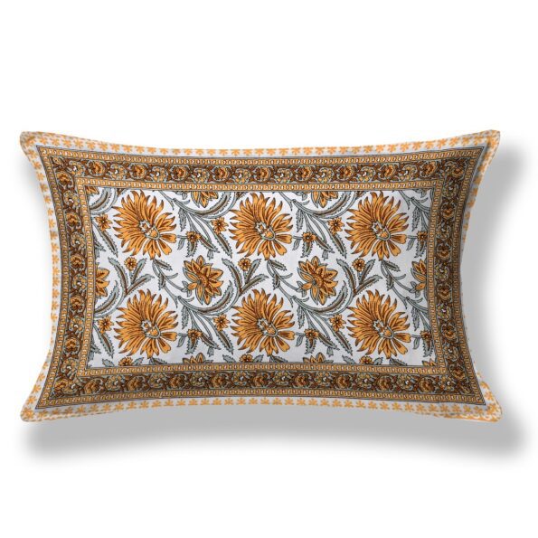 Ethnic Jaipuri Mustard Floral Print Single Bed Sheet Pillow Covers