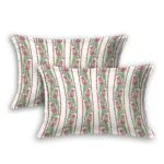 Fitted Sheet – Green Boota Red Floral Print Pure Cotton King Size Bedsheets