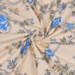 Fitted Sheet – Light Yellow Blue Floral Print Pure Cotton King Size Bedsheet