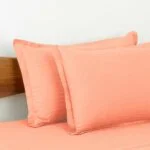 Light Peach Satin Pure Cotton King Size Bedsheet with 2 Pillow Covers