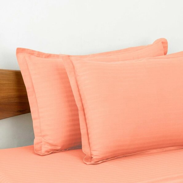 Light Peach Satin Pure Cotton King Size Bedsheet Pillow Covers