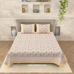 Multicolor Premium Floral Jaal Handblock Printed King Size Bedsheet (108×108)