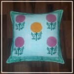 Pink Floral Boota Printed Pure Cotton Cushion Cover (16x16Inch)
