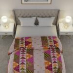 Premium Patchwork Pink King Size Bedsheet + Comforter Set with Two Pillow Covers