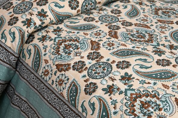 Retro Sea Blue Paisley Pure cotton Double Bedsheet Sideview