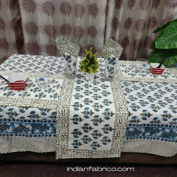 Table Cover Set - Blue Floral Print Table Cover Set