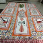 Table Cover Set – Orange Floral Boota Print Table Cover Set