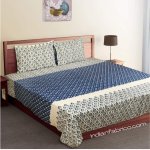 Beautiful Blue Floral Jaal Print King Size Bedsheet (108×108)