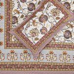 Beautiful Jaipuri Red Gold Floral Printed King Size Bedsheet with Two Pillow Cover