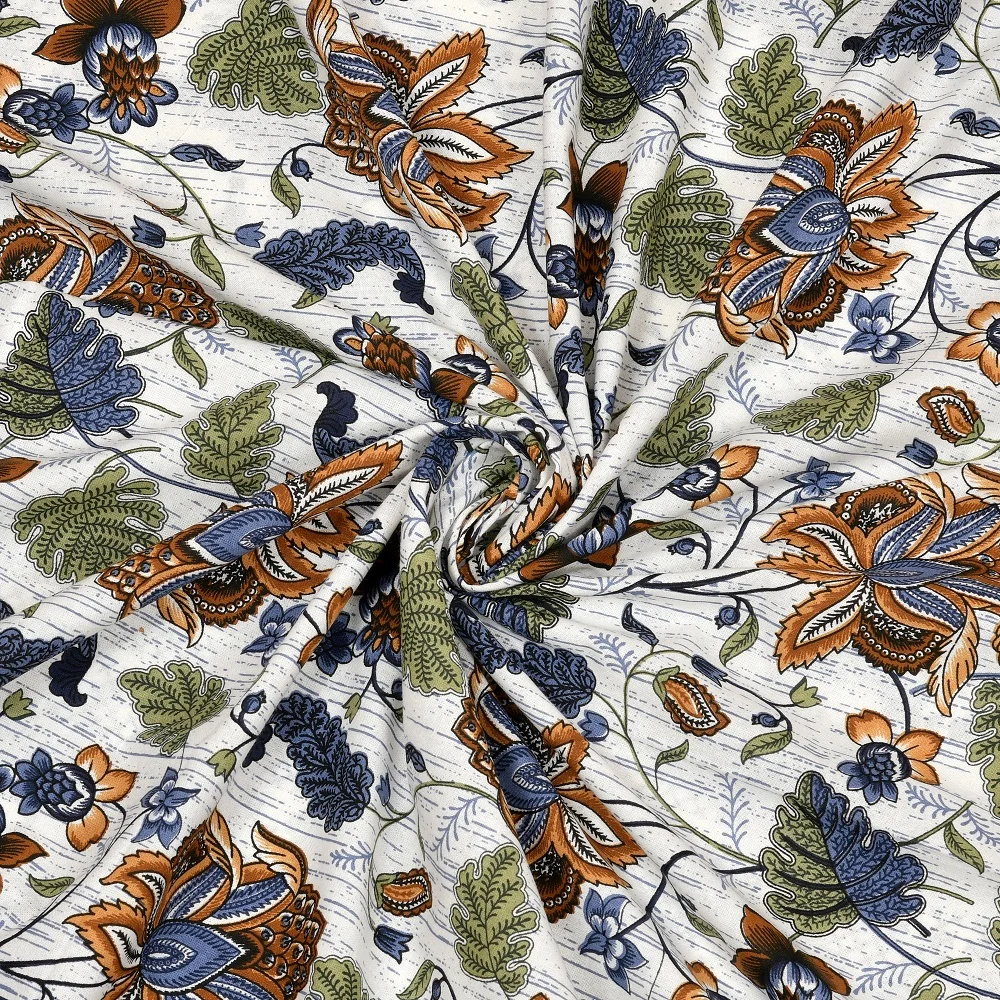 Beautiful Multicolor Floral Print King Size Bedsheet Closeup