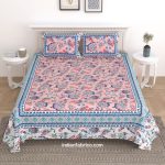 Beautiful Pink Floral Jaal Print Pure Cotton Double Bedsheet