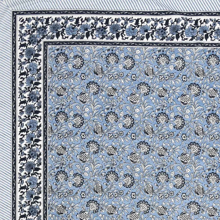 Blue base Floral Print Single Bed Sheet Closeup Blue base Floral Print Single Bed Sheet Closeup