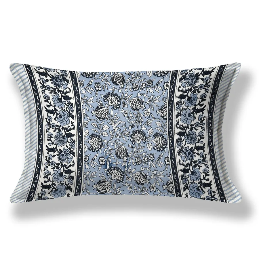 Blue base Floral Print Single Bed Sheet Pillow Covers Blue base Floral Print Single Bed Sheet Pillow Covers