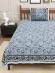 Blue base Floral Print Single Bed Sheet