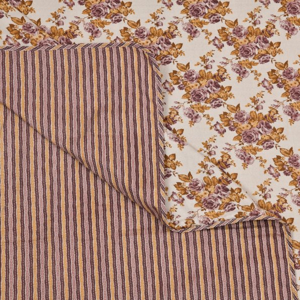 Brown Flowers Bunch Pure Cotton Reversible Single Bed Dohar Backview