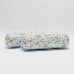 Light Blue Orange Floral Print Pure Cotton Diwan Set