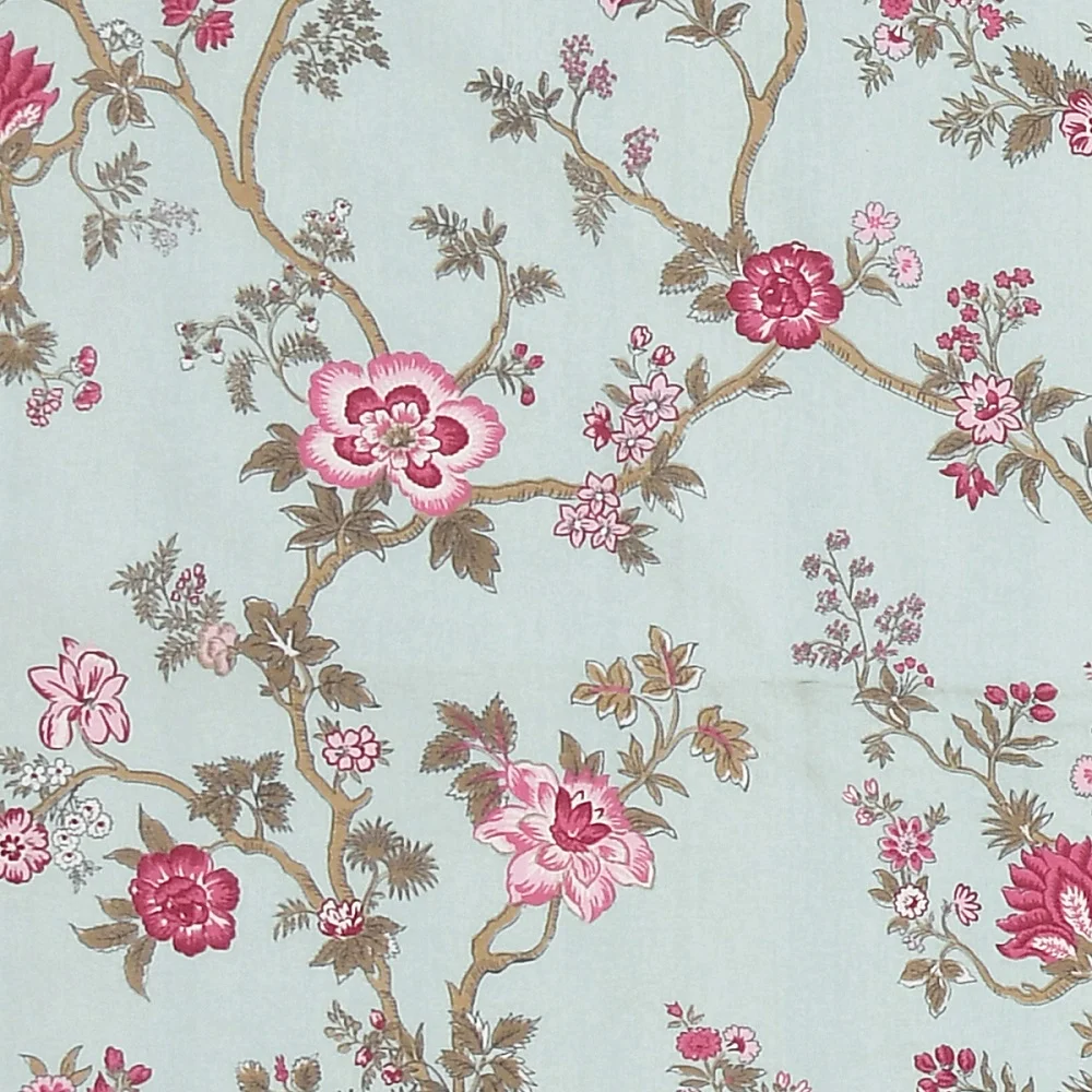 Light Green Pink Floral Print Pure Cotton Diwan Set Closeup