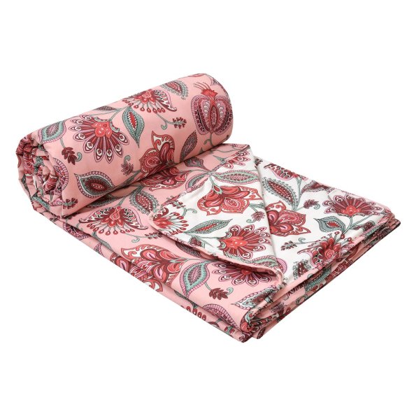Pink Flowers Bunch Pure Cotton Reversible Double Bed Dohar