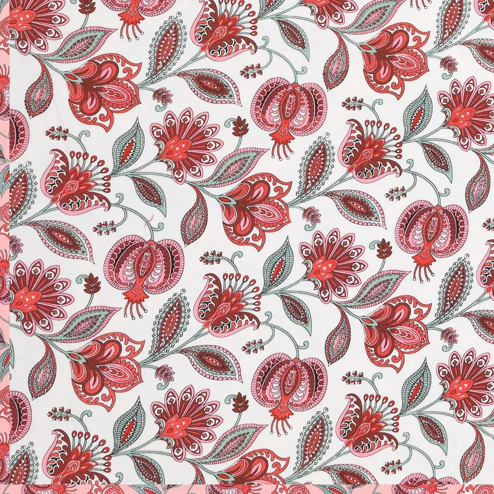 Pink Flowers Bunch Pure Cotton Reversible Double Bed Dohar Back