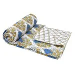 Yellow Flowers Bunch Pure Cotton Reversible Double Bed Dohar