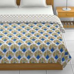 Yellow Flowers Bunch Pure Cotton Reversible Double Bed Dohar