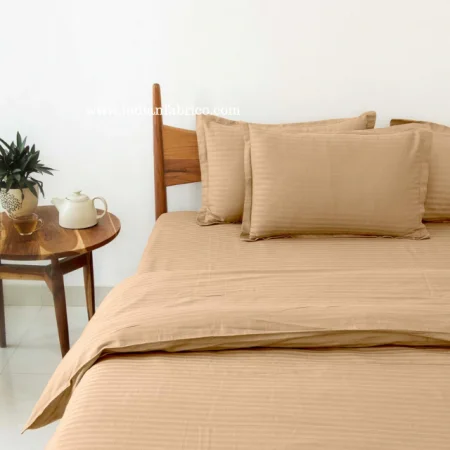 Beige Satin Pure Cotton King Size Bedsheet with 2 Pillow Covers