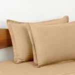 Beige Satin Pure Cotton King Size Bedsheet with 2 Pillow Covers