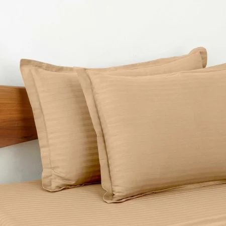 Beige Satin Pure Cotton King Size Bedsheets