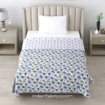 Blue Floral Jaal Print Reversible Single Bed Dohar