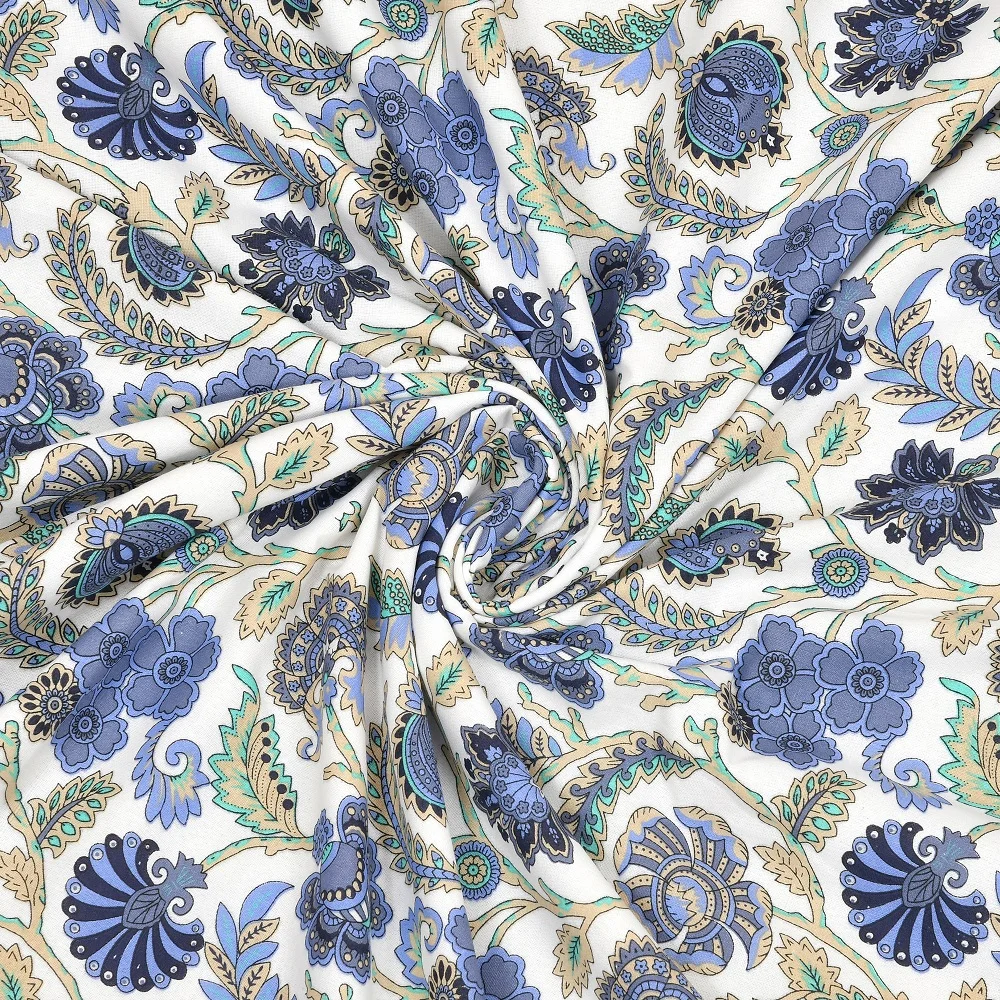 Blue Floral Jaal Print Reversible Single Bed Dohar Front Blue Floral Jaal Print Reversible Single Bed Dohar Front