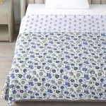 Blue Floral Jaal Print Reversible Single Bed Dohar