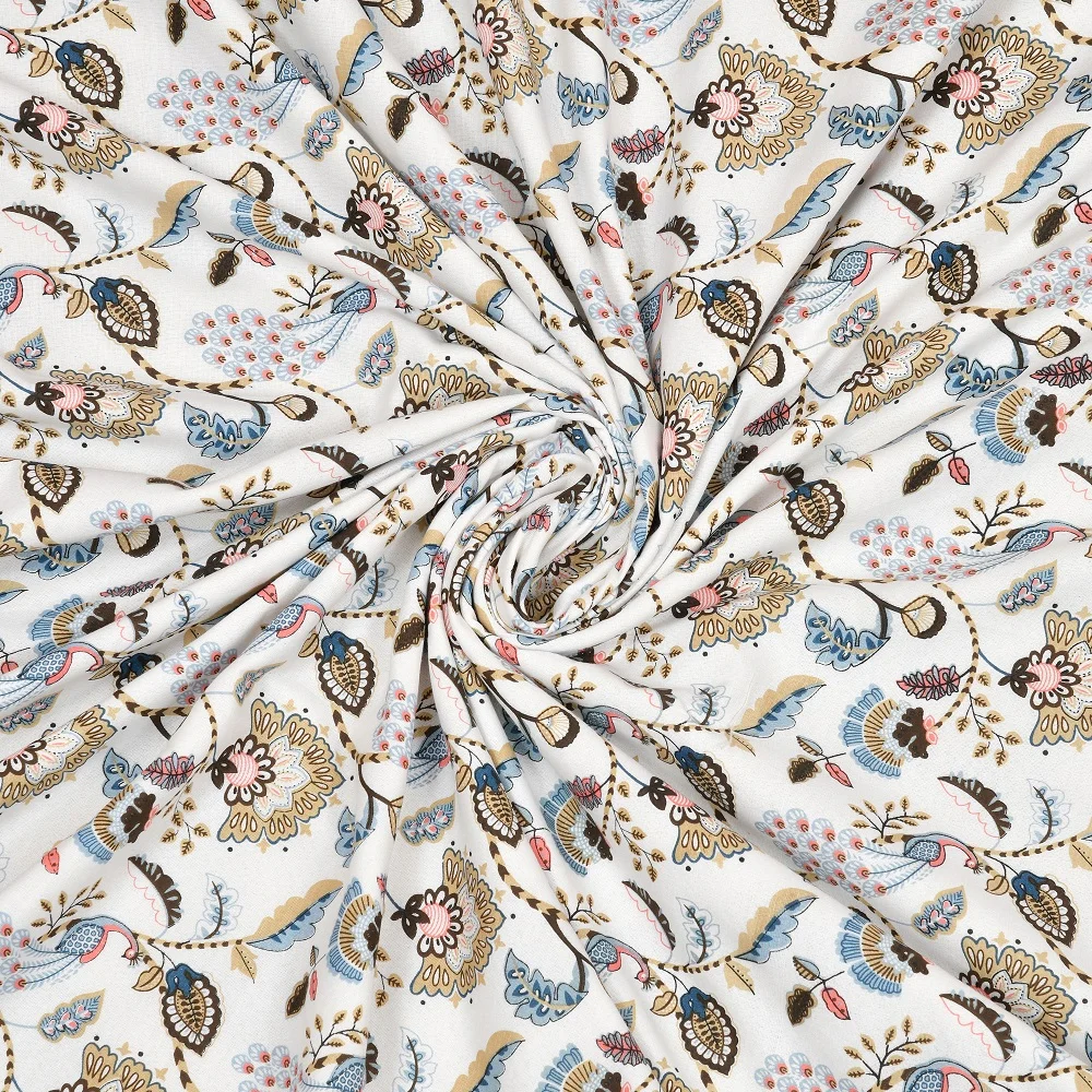 Blue Peacock Feather Print Reversible Single Bed Dohar Front Blue Peacock Feather Print Reversible Single Bed Dohar Front